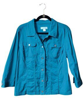 Christopher & Banks 3/4 Sleeve Button-Down Jacket